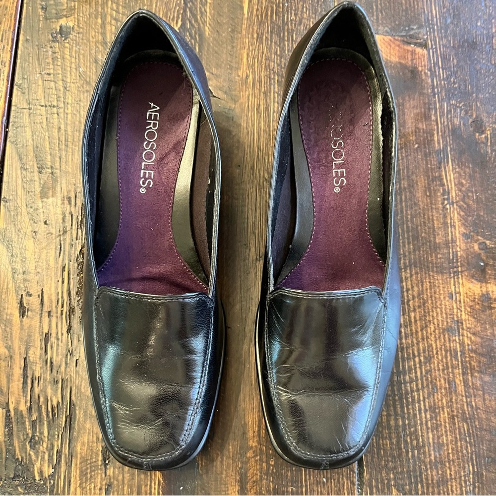 Aerosoles Women's Aerology Slip On Wedge Black Loafers Size 6 New No Box